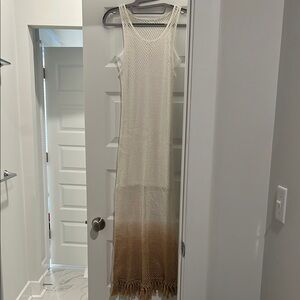 Cream and Brown Ombre Knit Dress